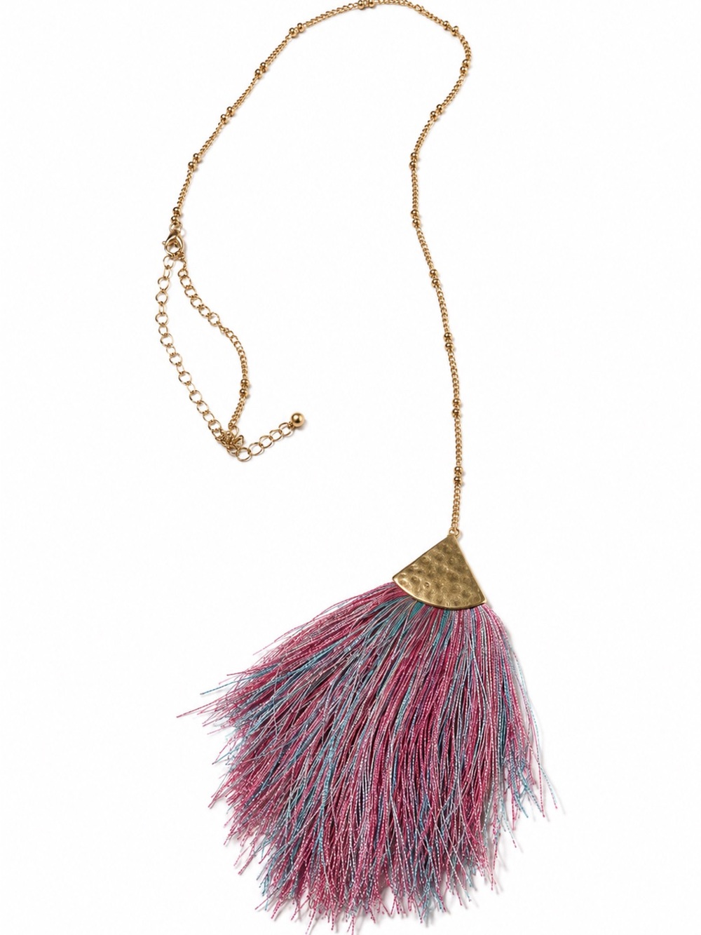 Pink and Blue Tassel Pendant Necklace